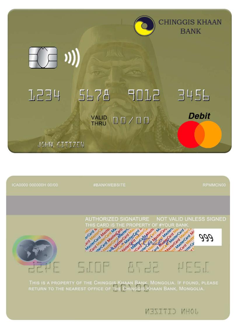 Mongolia Chinggis Khaan Bank mastercard
